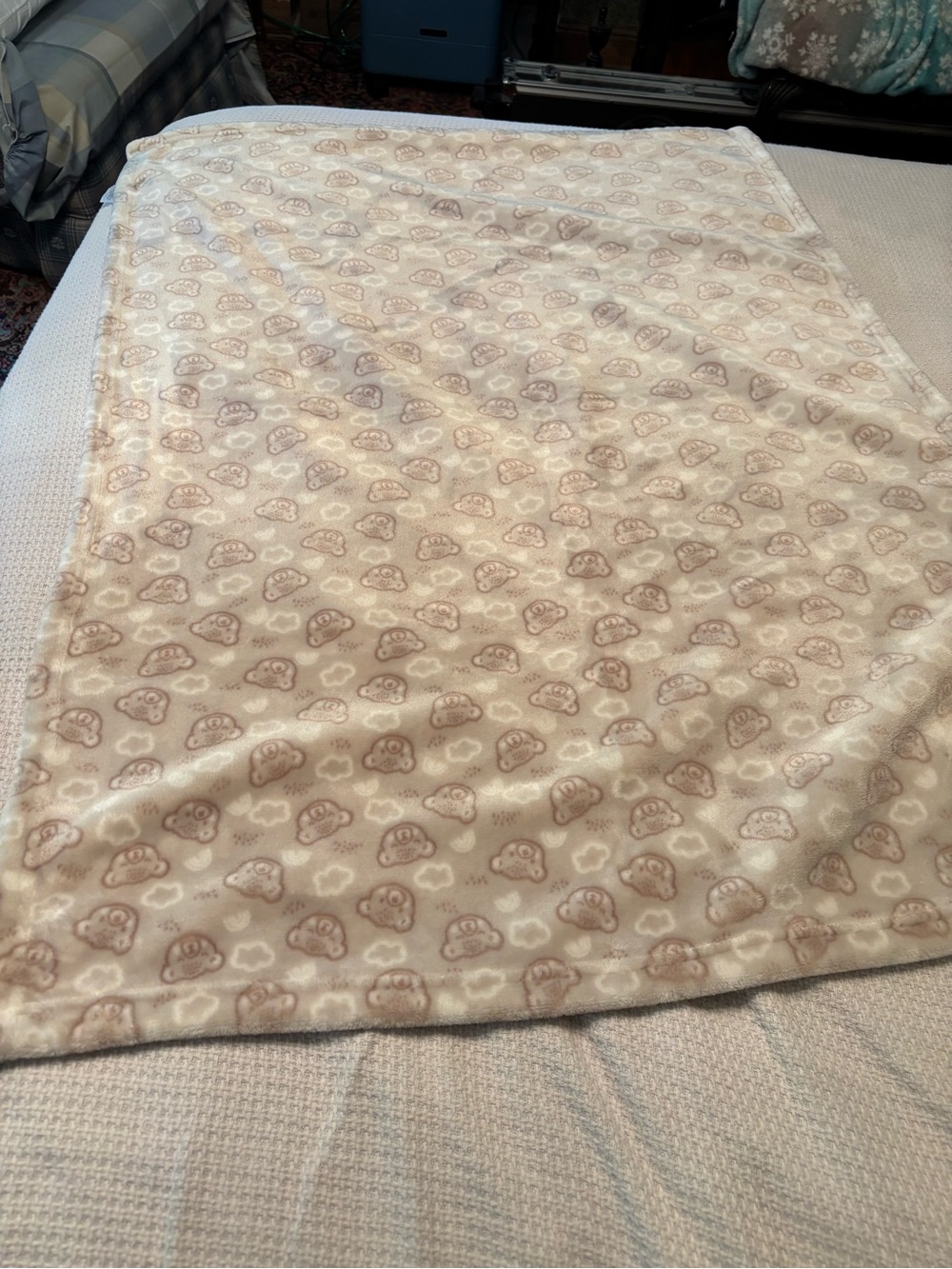 Plush Baby Blanket in Light Brown and Cream – Soft Nursery Throw